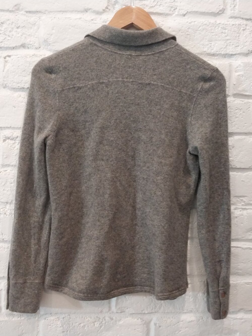 CULLEN 100% Cashmere Gray Button Up Shirt Cardigan Sweater Women S 4 Long Sleeve - Picture 5 of 8